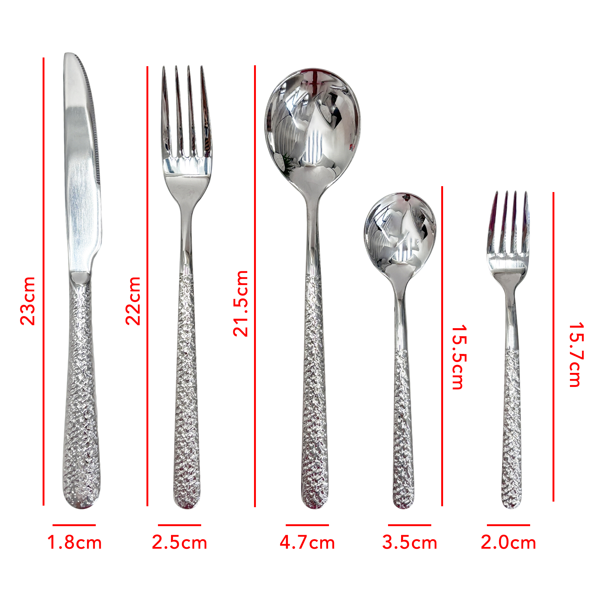 20-Piece Textured Silver-Handle Cutlery Set