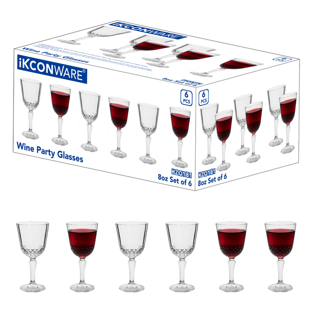 6-Piece Diamond-Cut Wine Glass Set