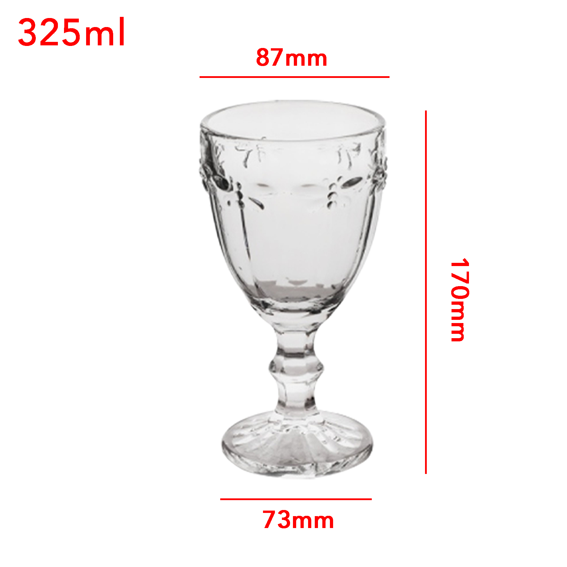 6-Piece Floral-Etched Wine Glass Set