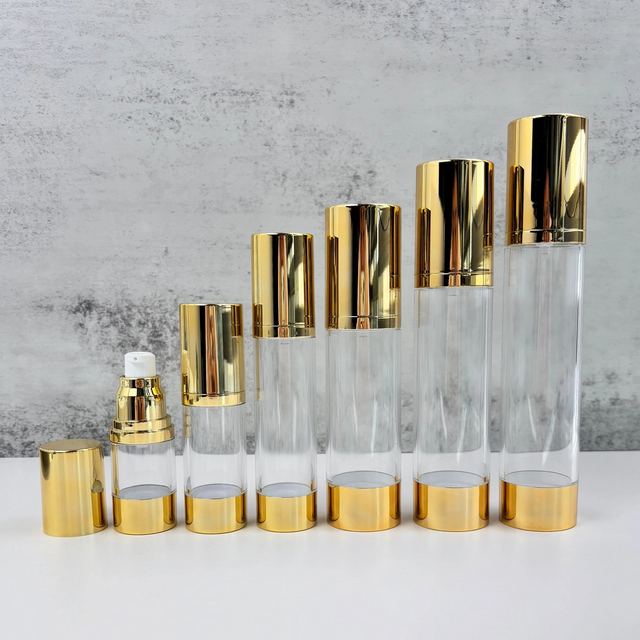 Gold-Plated Transparent Airless Lotion Bottles