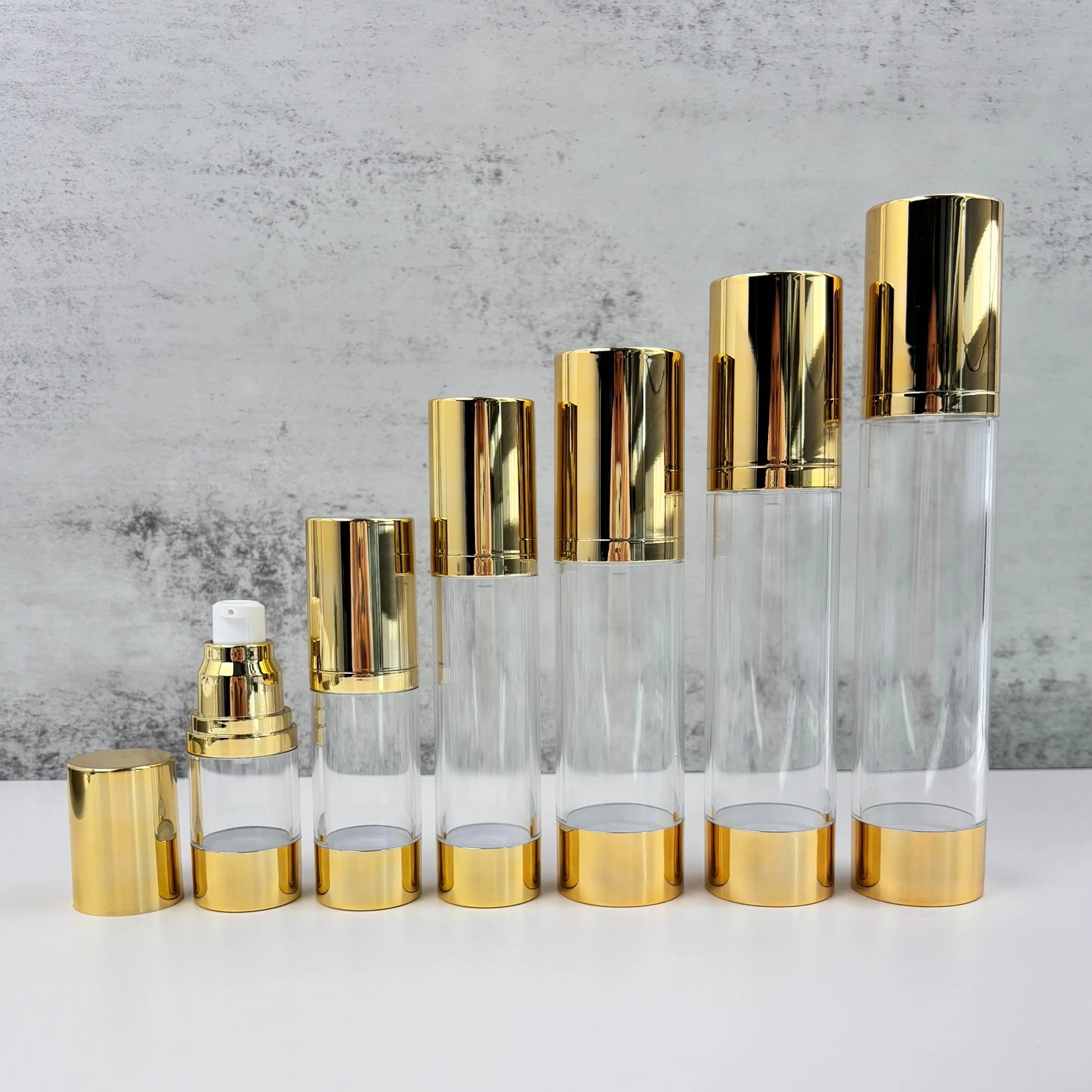 Gold-Plated Transparent Airless Lotion Bottles