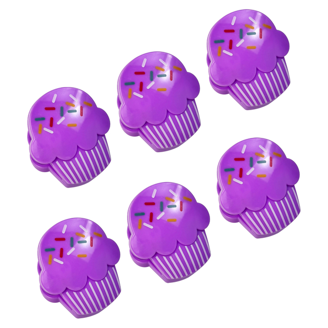 Purple Cupcake-Shaped Plastic Clip Set of 6