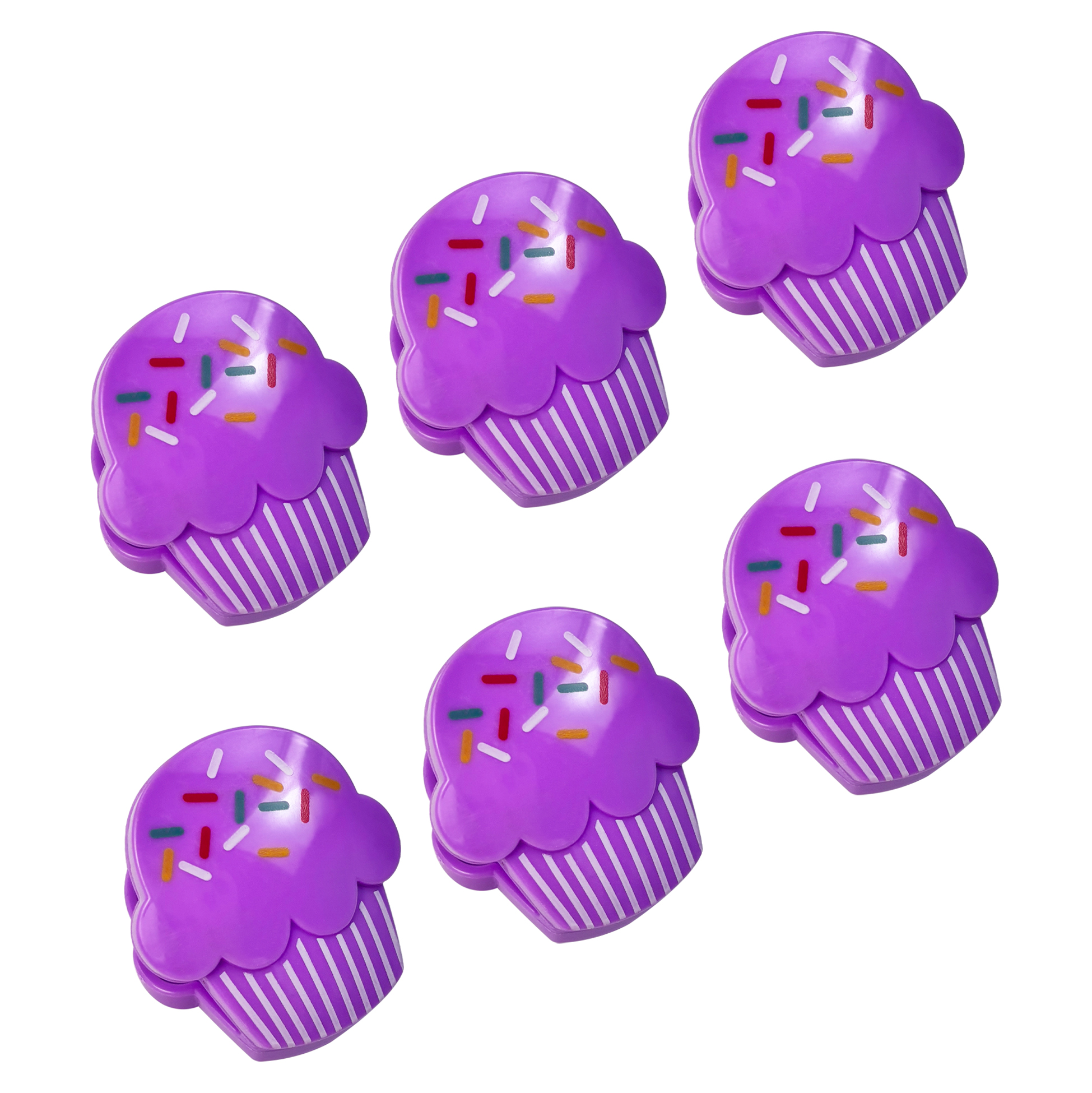 Purple Cupcake-Shaped Plastic Clip Set of 6