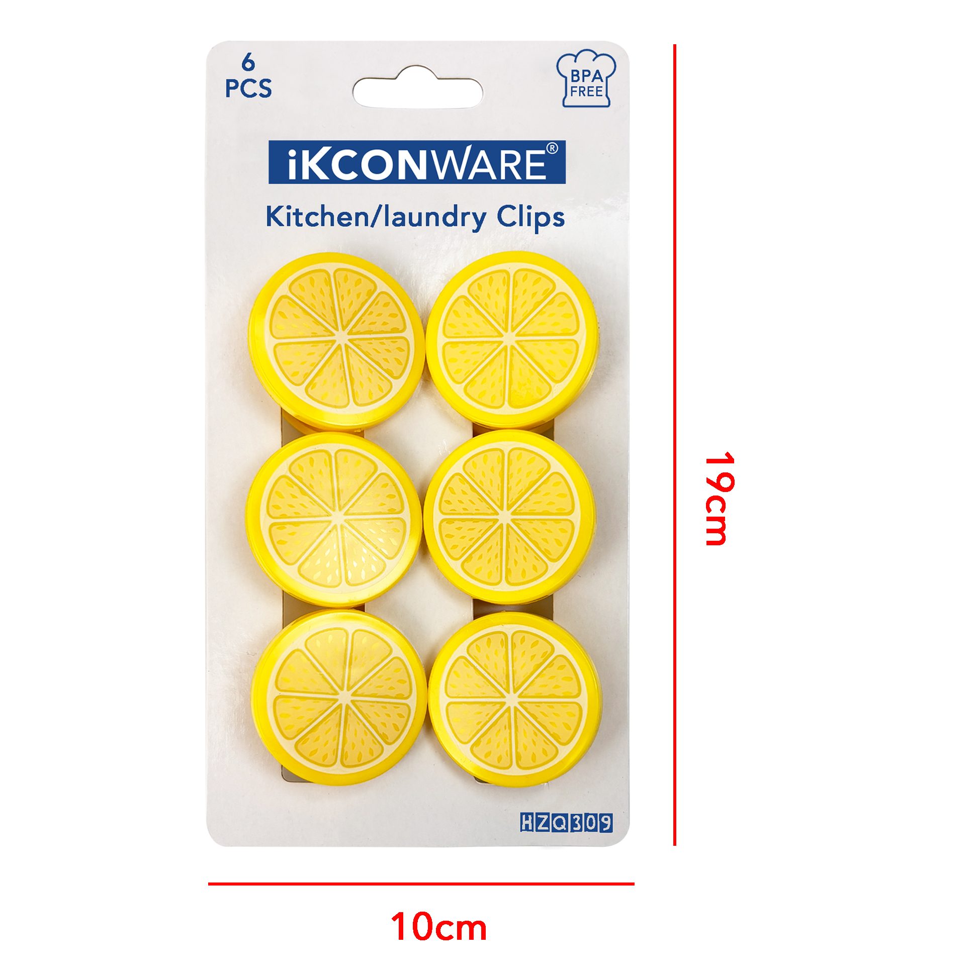 Lemon-Slice Plastic Clip Set of 6