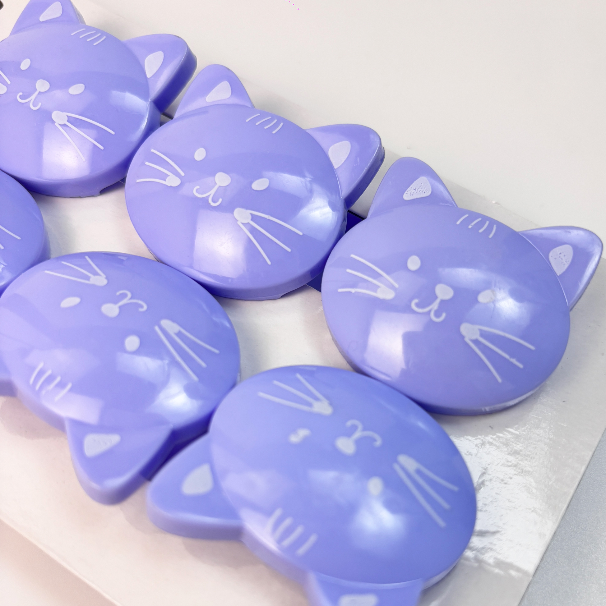 Purple Cat-Shaped Plastic Clip Set of 6