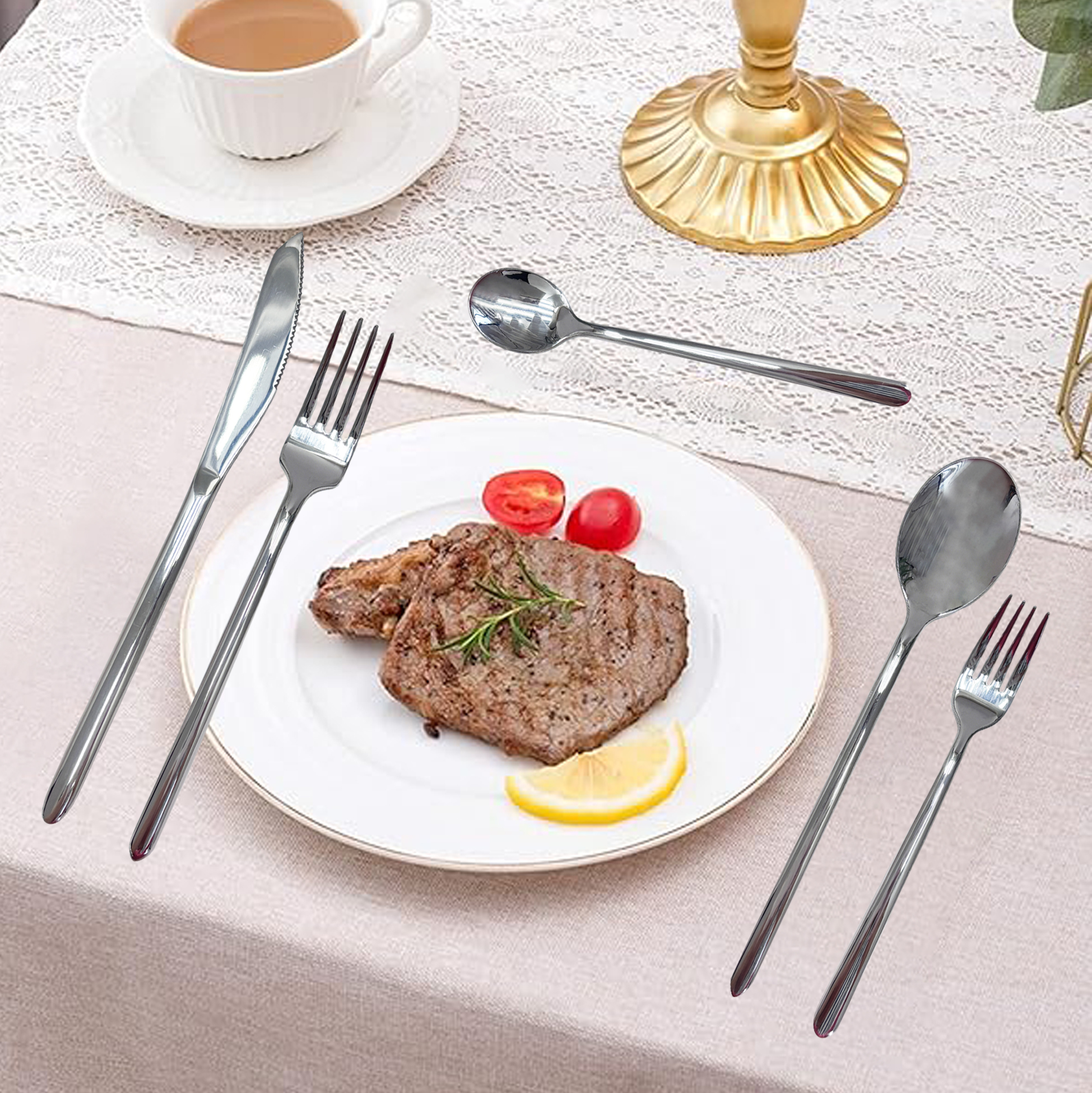 5-Piece Mirror-Polished Stainless Steel Cutlery Set