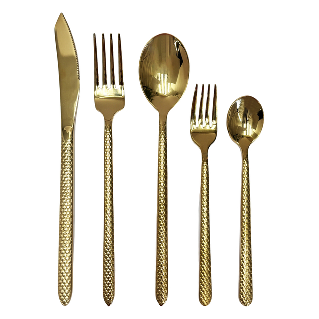 5-Piece Gold Mermaid-Scale Cutlery Set
