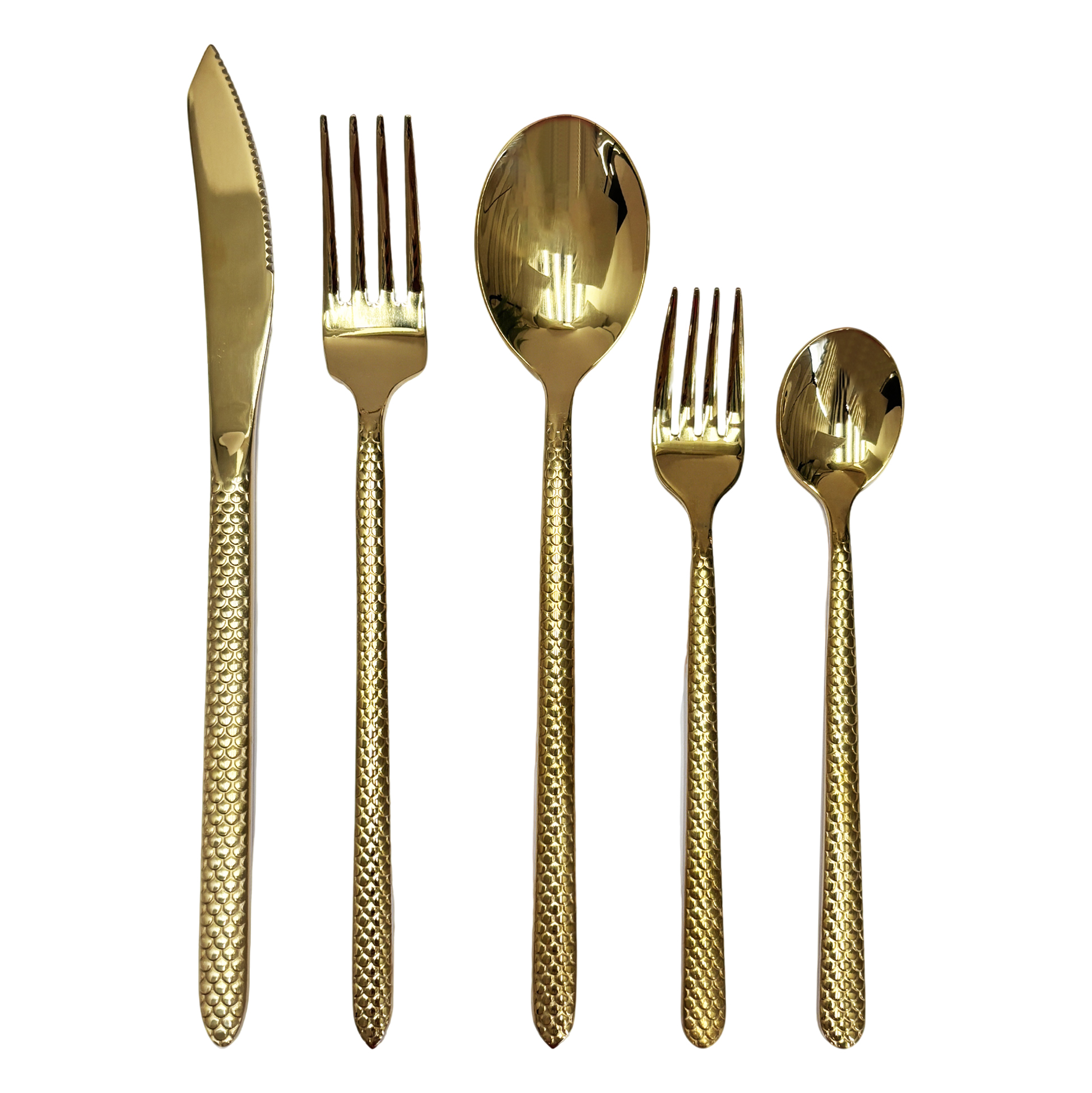 5-Piece Gold Mermaid-Scale Cutlery Set