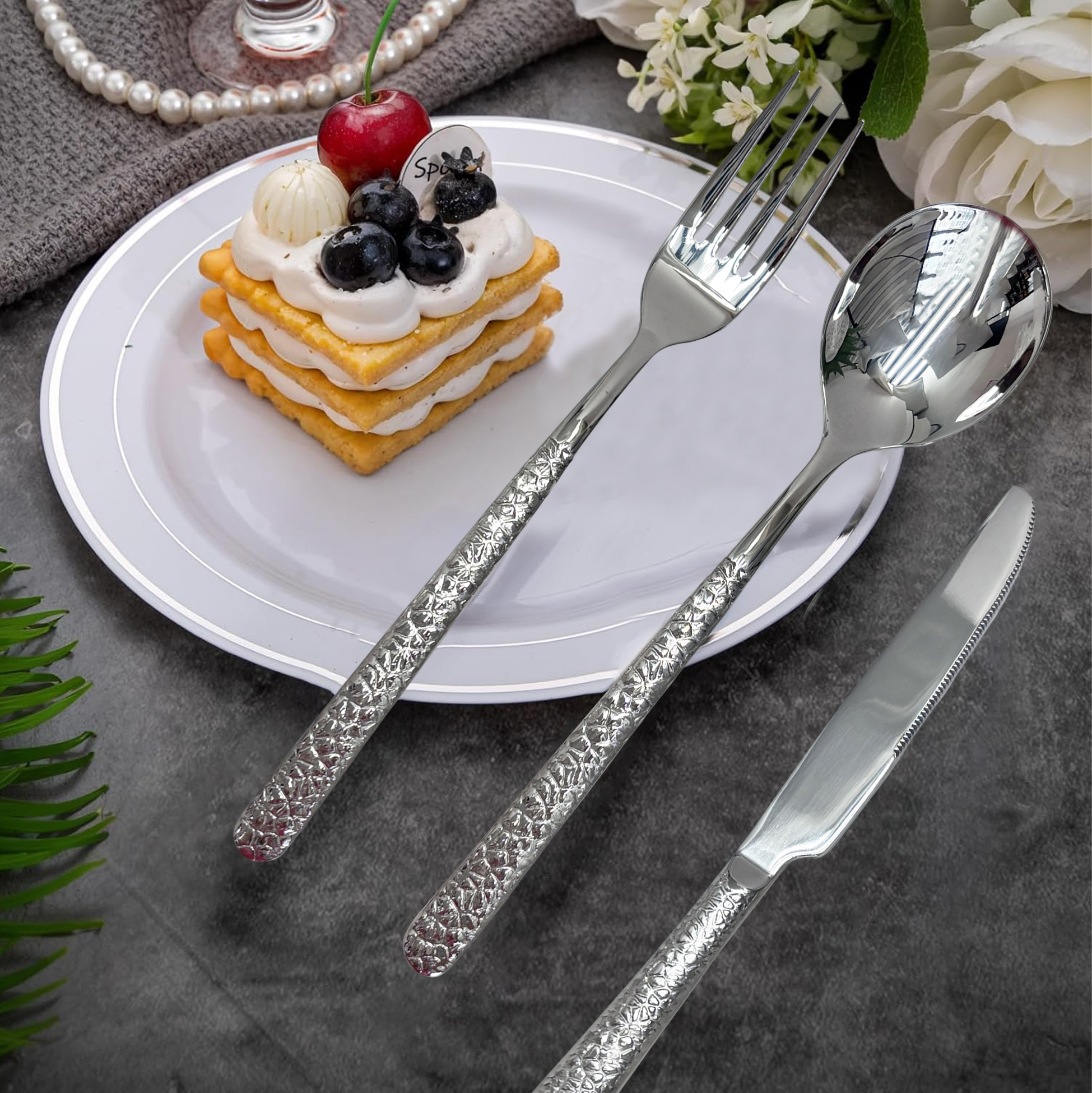 5-Piece Textured Stainless Steel Cutlery Set