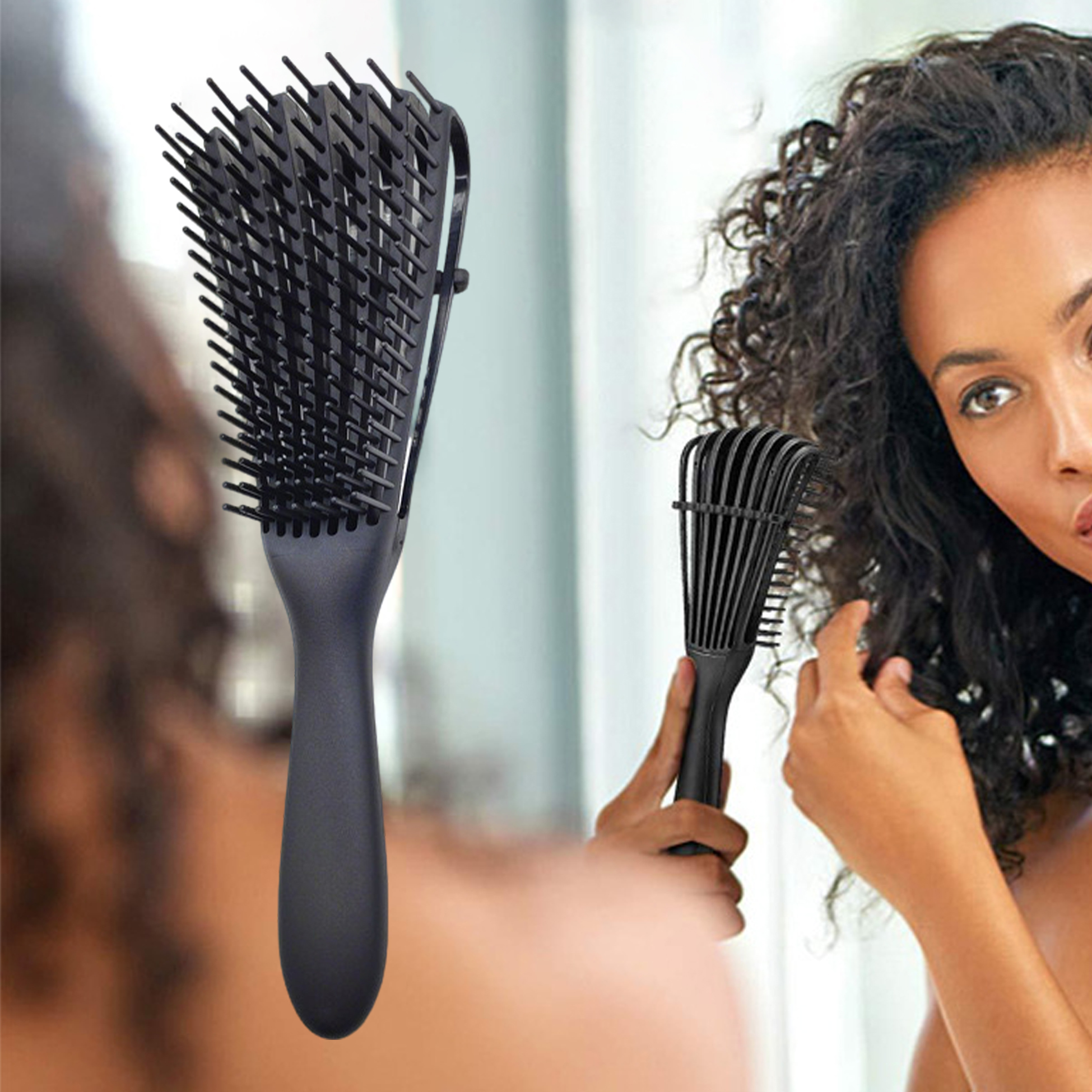 Black Hair Comb And Brush Set