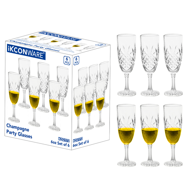 6-Piece Cut-Crystal Champagne Flute Set
