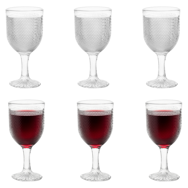 6-Piece Hobnail-Textured Wine Glass Set