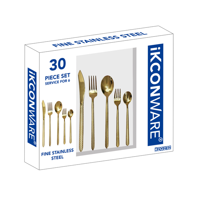 30-Piece Gold Mermaid-Scale Cutlery Set