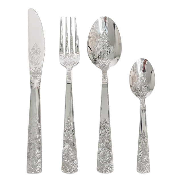 24-Piece Ornate Silver-Plated Cutlery Set
