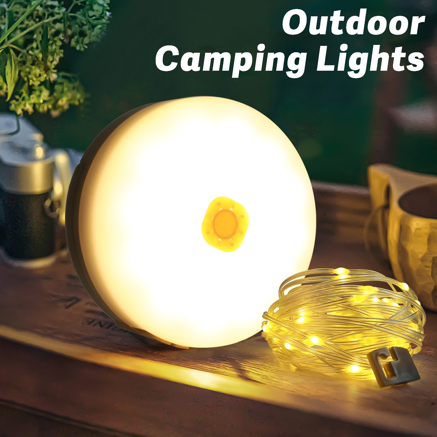 Solar-Powered Round Garden LED Light Set