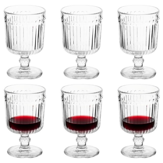 6-Piece Ribbed Retro Wine Glass Set