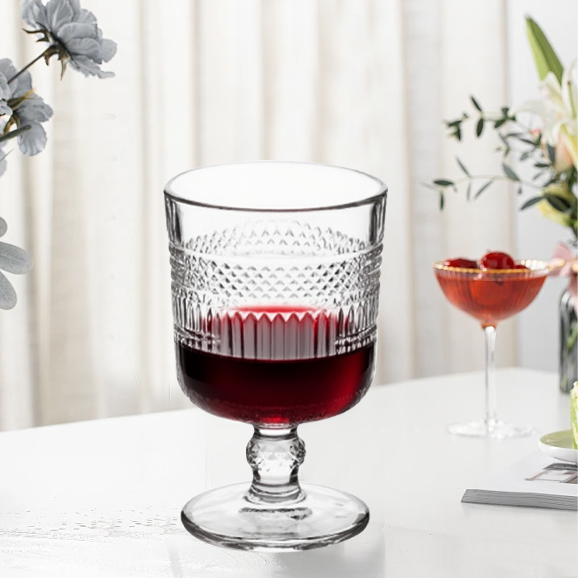 6-Piece Patterned Crystal Wine Glass Set