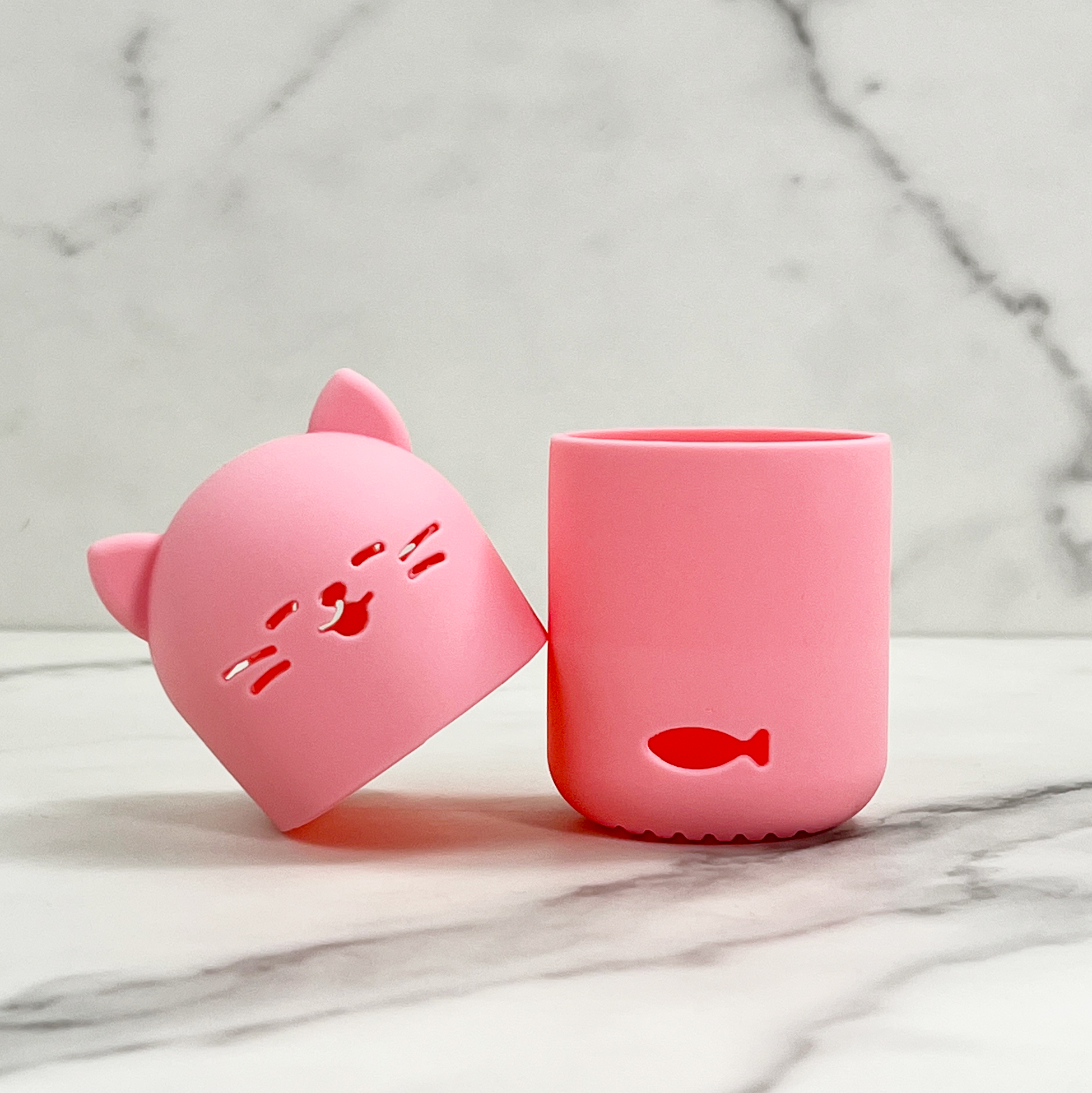 Pink Cat-shaped Silicone Makeup Sponge Holder