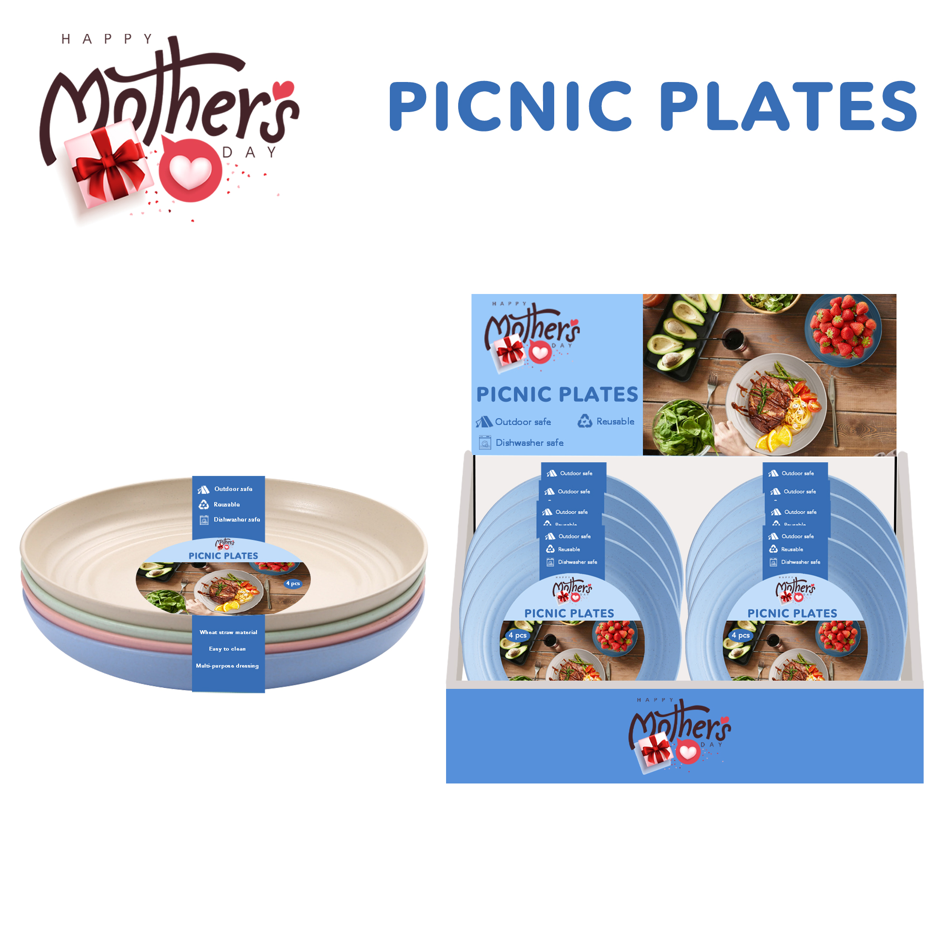 Multi-color Matte Plastic Dinner Plates Vibrant Colored Plastic Dining Plates