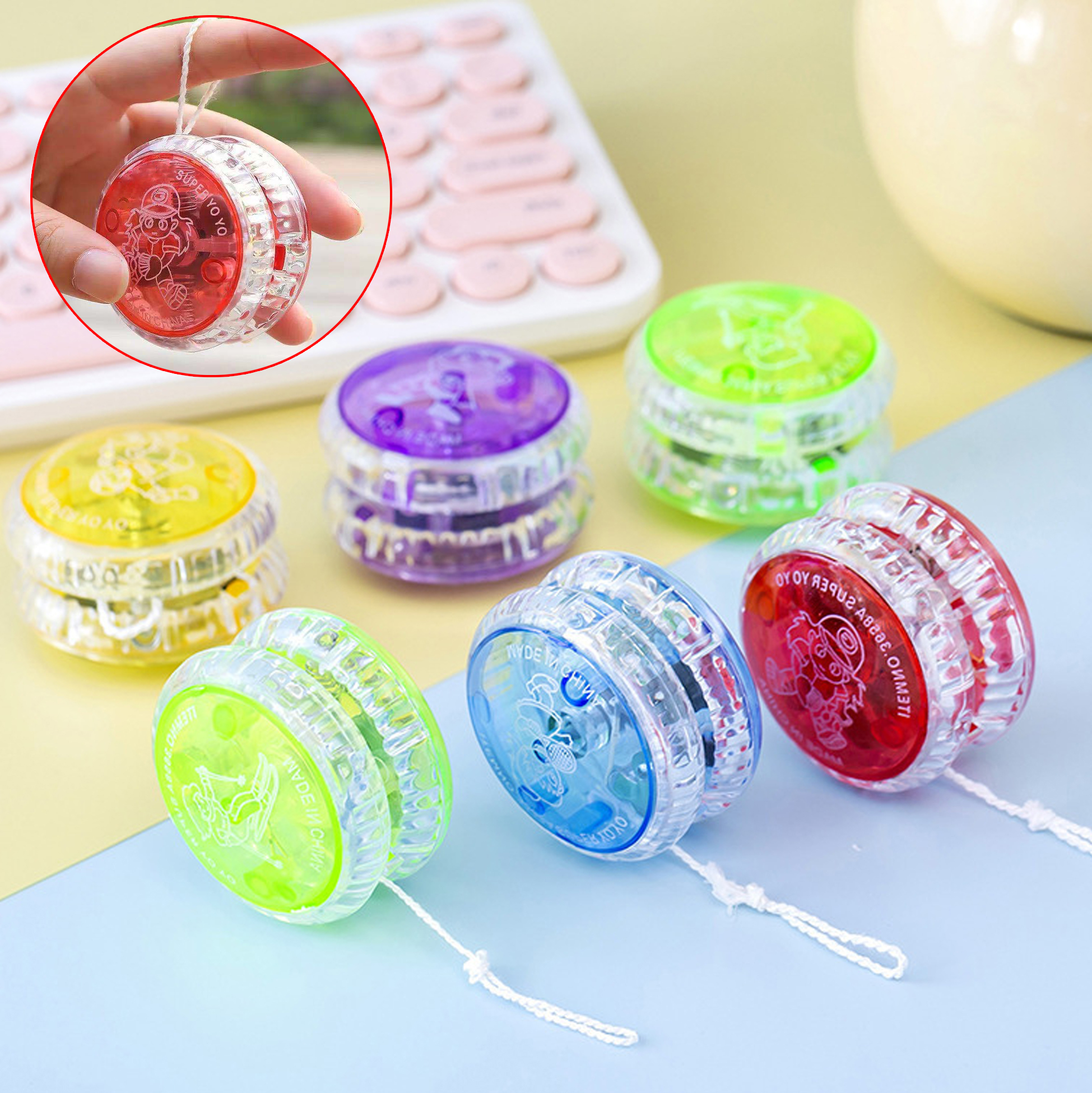 Red Transparent Yo-yo with Cartoon Print Cartoon-themed Plastic Yo-yo