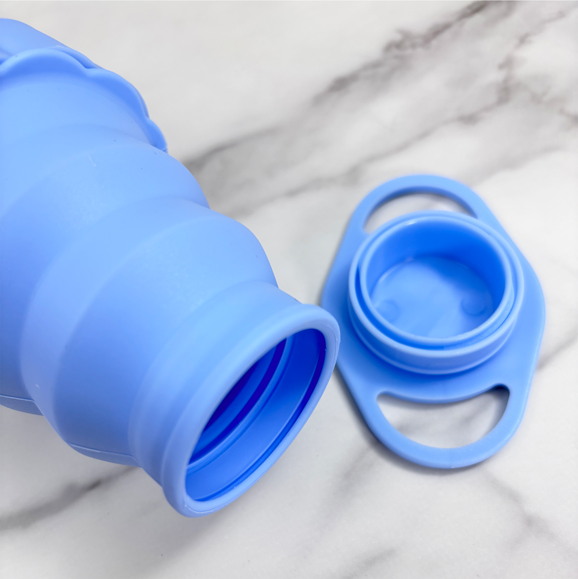 Blue Silicone Collapsible Water Bottle