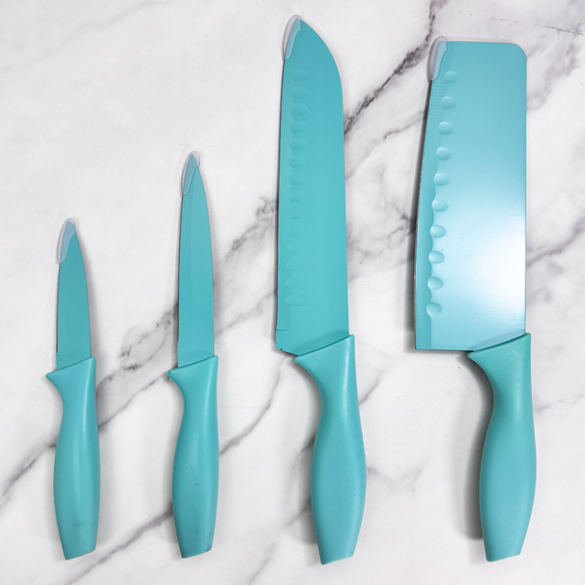 4-piece Turquoise Kitchen Knife Set