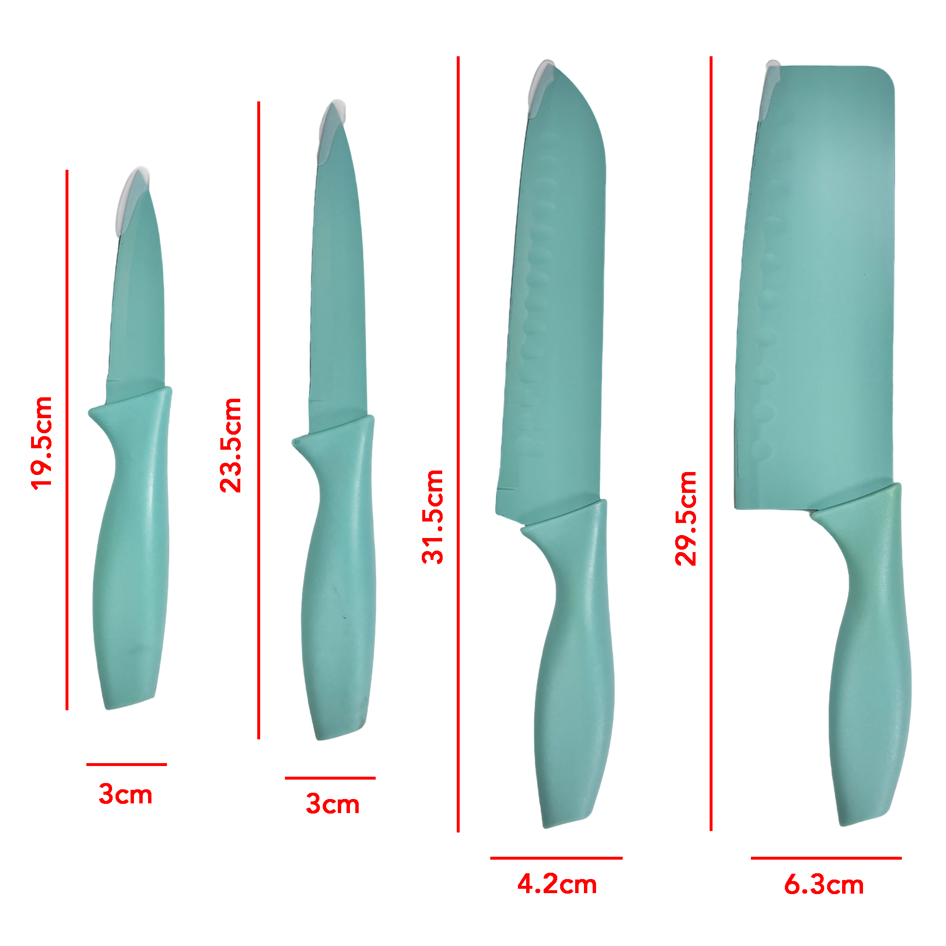 4-piece Turquoise Kitchen Knife Set