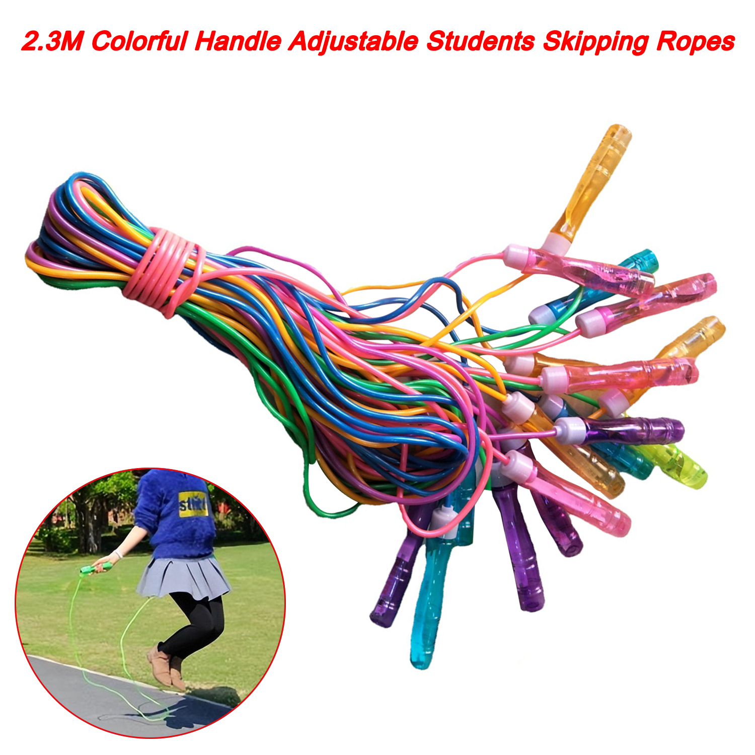 Jump Rope with Colourful Handle Adjustable Students Skipping Ropes