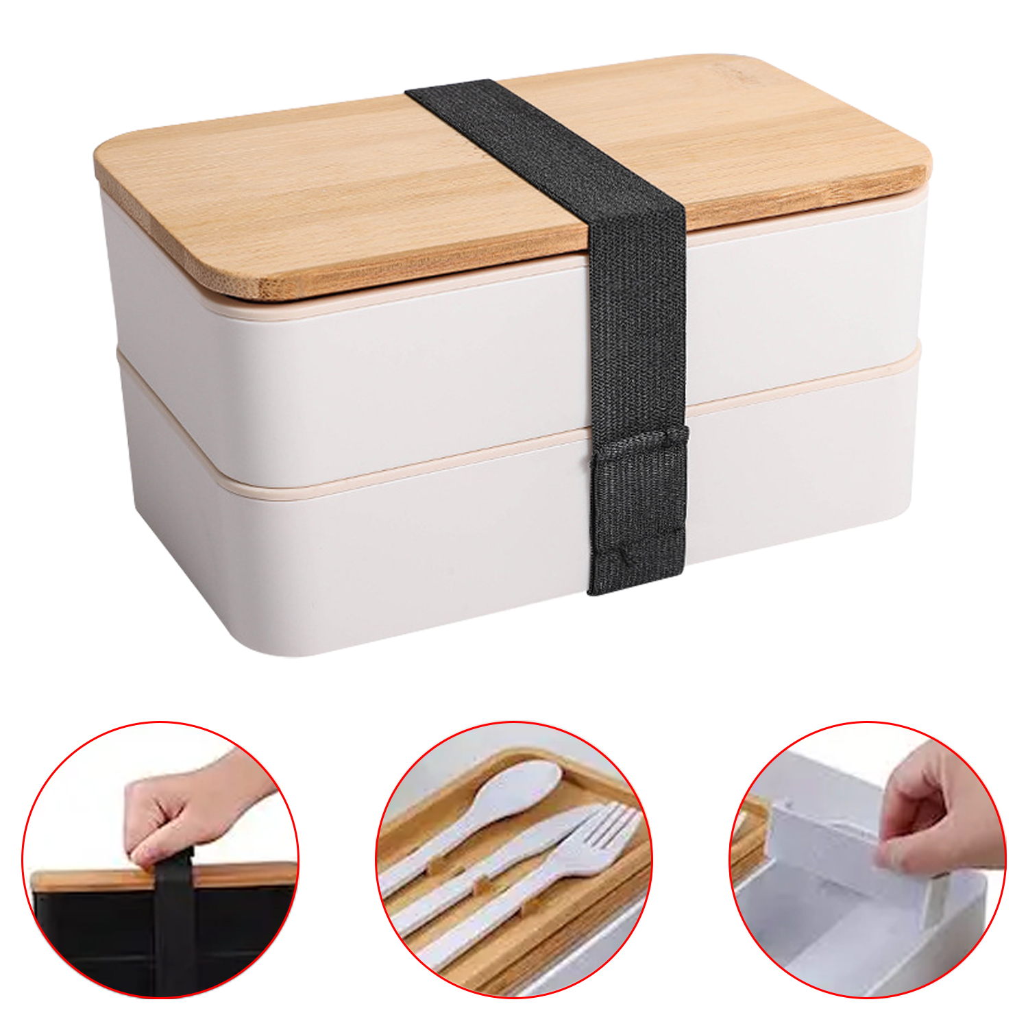 Microwave Double Layer Lunch Box Built-in Tableware Japanese Style Leak-proof Lunch Boxes Lunch Containers