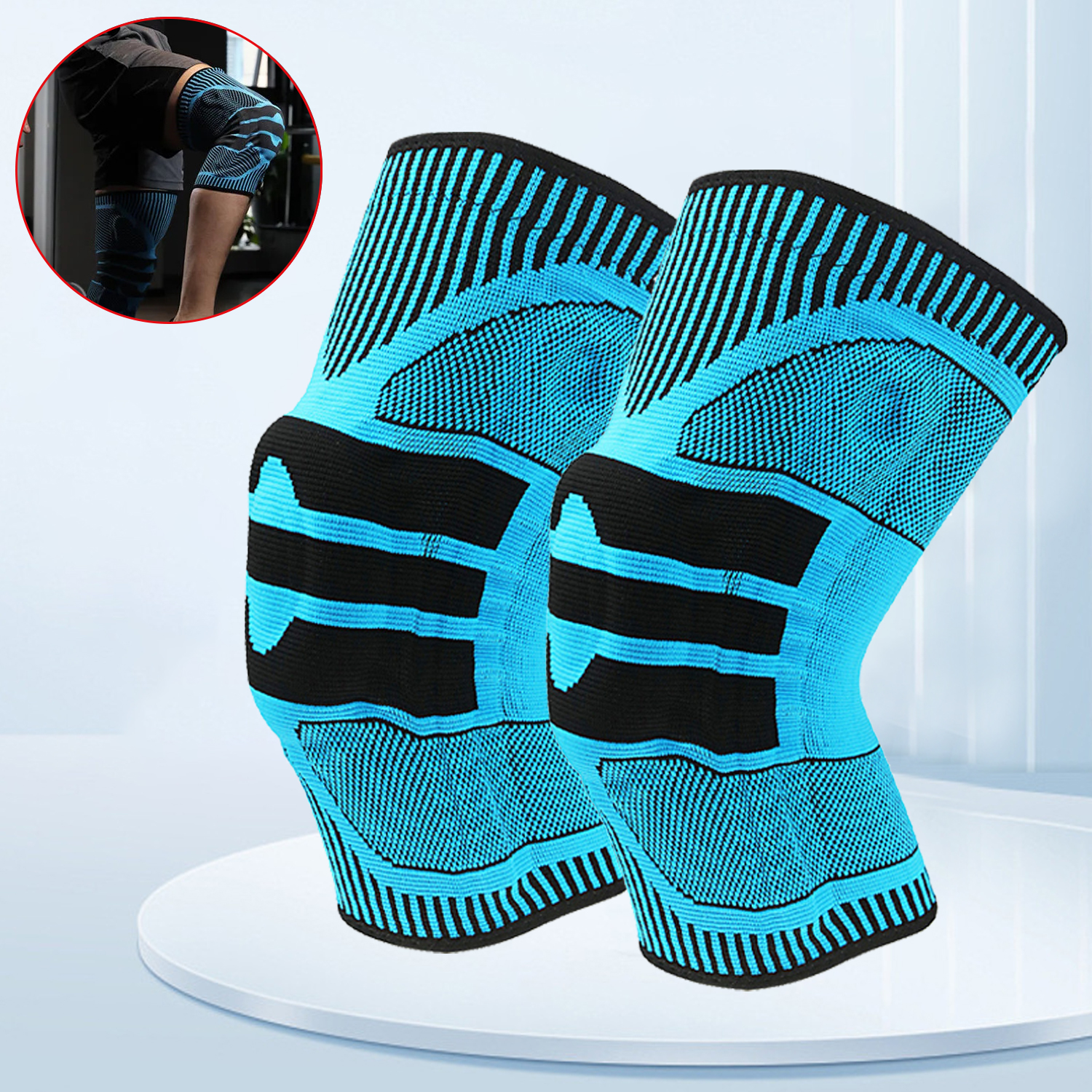 Professional Knee Sheath Sports Knee Pads Silicone Knitted Elastic Support Knee Meniscus Squat Running Basketball Men's And Women's Leggings