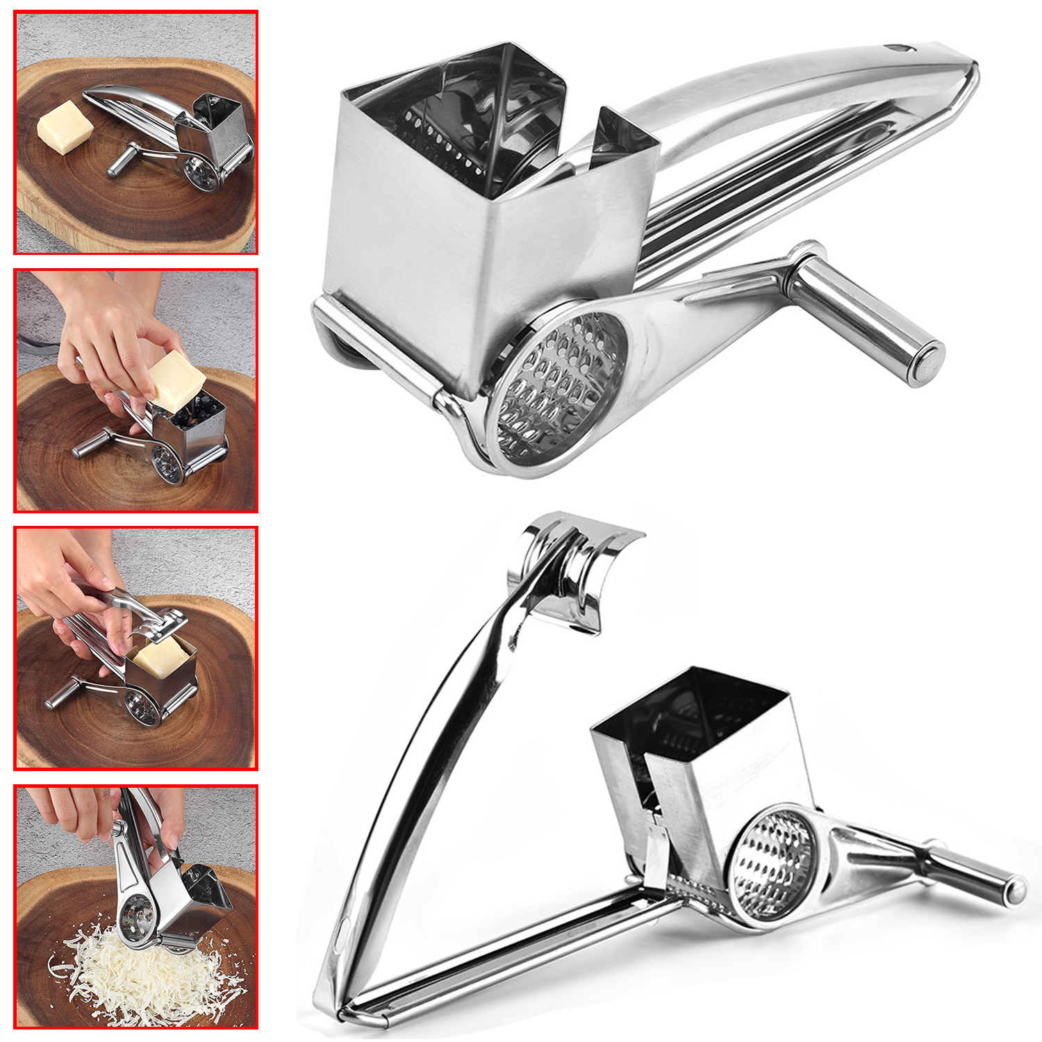 Rotary Cheese Grater Drums Blades Stainless Steel Cheese Cutter Rotary Cheese Fruit Grater Butter Cutter Kitchen Gadgets