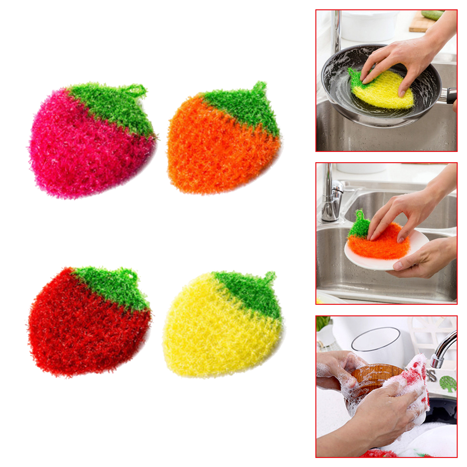Dish Towel Non-stick Oil Kitchen Cleaning Brush Pot Dish Cloth Creative Strawberry