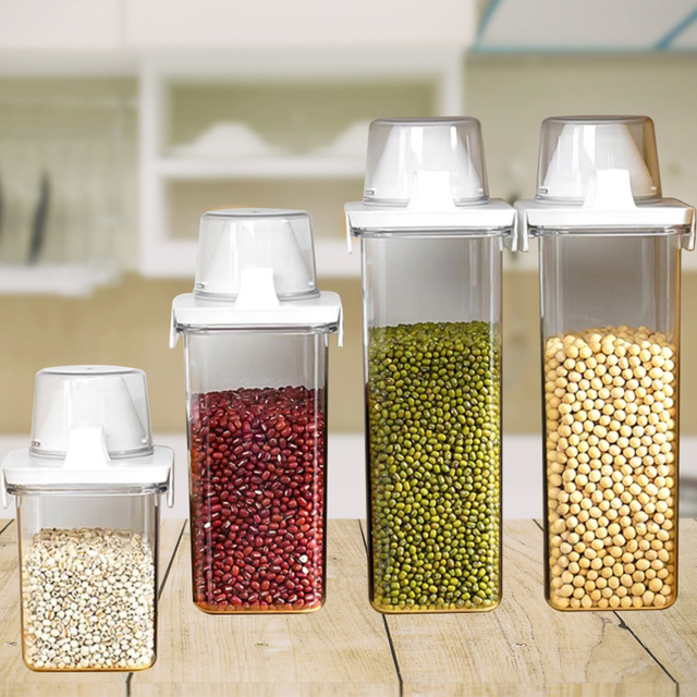 Grain Storage Box Cereals Container with Handle Food Bean Sealed Jar Kitchen Large Capacity Grain Dispenser Oatmeal Bottle