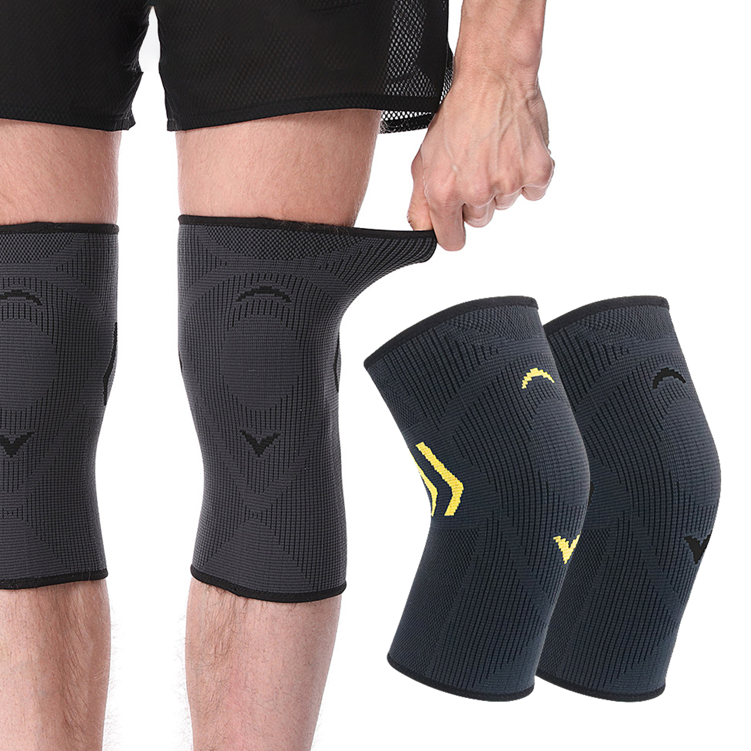 Professional Non Slip Knitting Knee Compression Sleeve For Running Weightlifting Sports Knee Pads