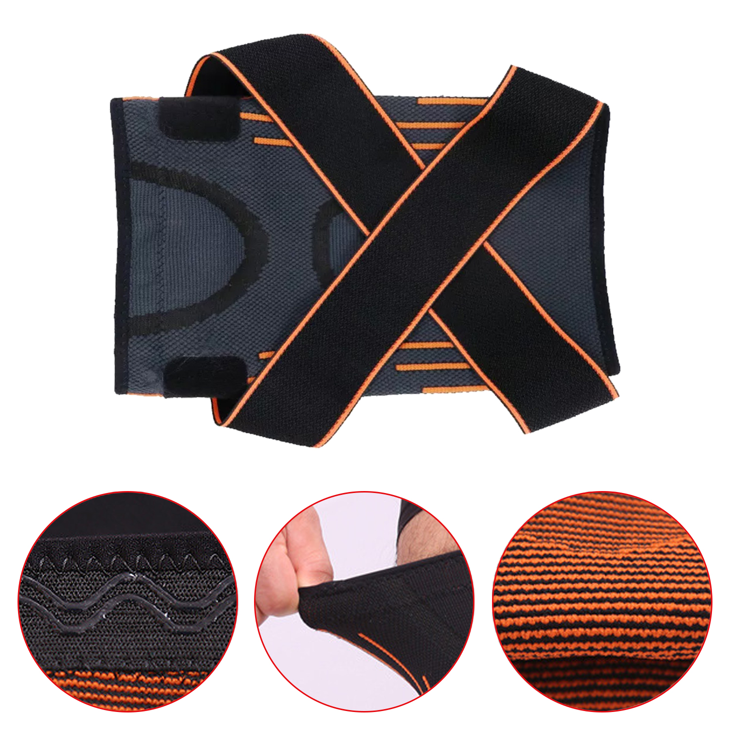 Knee Brace for Men & Women Outdoor Sports 3D Weaving Compression Knee Support with Adjustable Strap