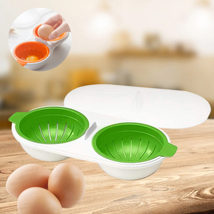 Microwave Egg Poacher Poacher Round Draining Double Cup Egg Boiler Egg Poacher Kitchen Steamed Egg Tools