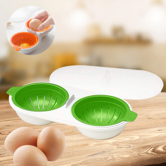 Microwave Egg Poacher Poacher Round Draining Double Cup Egg Boiler Egg Poacher Kitchen Steamed Egg Tools