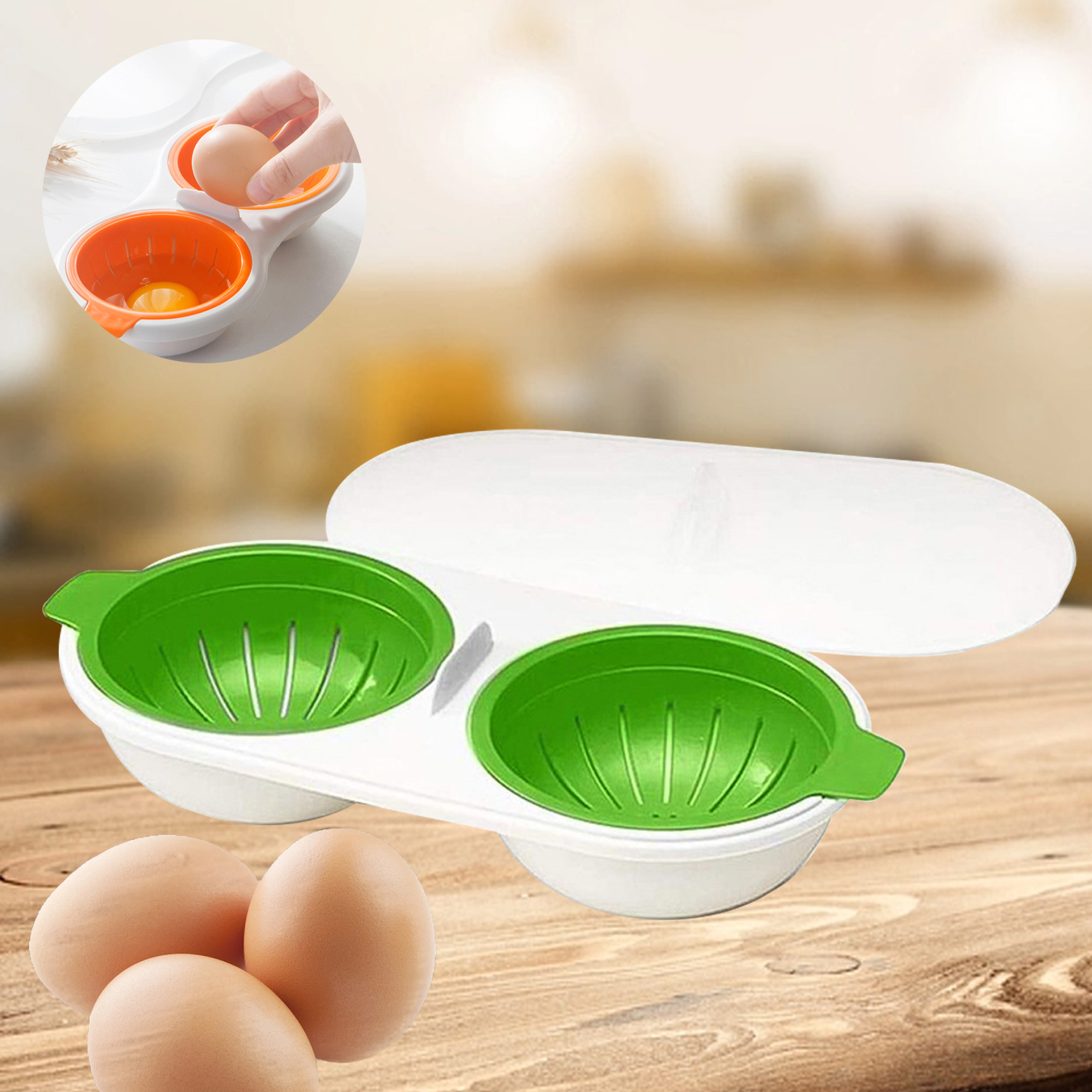 Microwave Egg Poacher Poacher Round Draining Double Cup Egg Boiler Egg ...