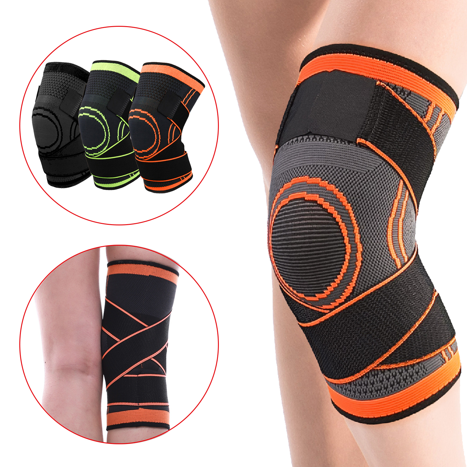 Compression Knee Sleeve Adjustable Elastic Compression Knee Sleeve in Fitness Safety Anti-slip Knee Pads Athletic Knee Brace