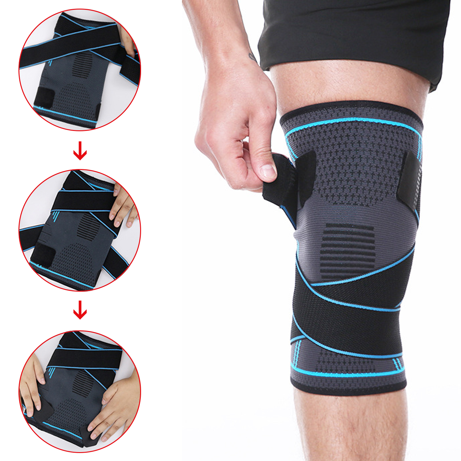Wholesale Knee Brace Adjustable Knee Bandage Breathable Knee Brace Knitted Compression Knee Sleeve Sports