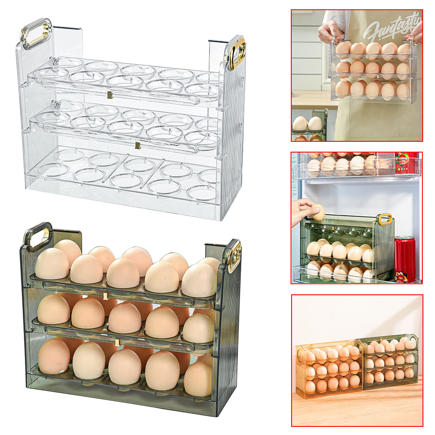 Egg Refrigerator Storage Box Household Fridge Side Door Multi Layer Flip Egg Rack