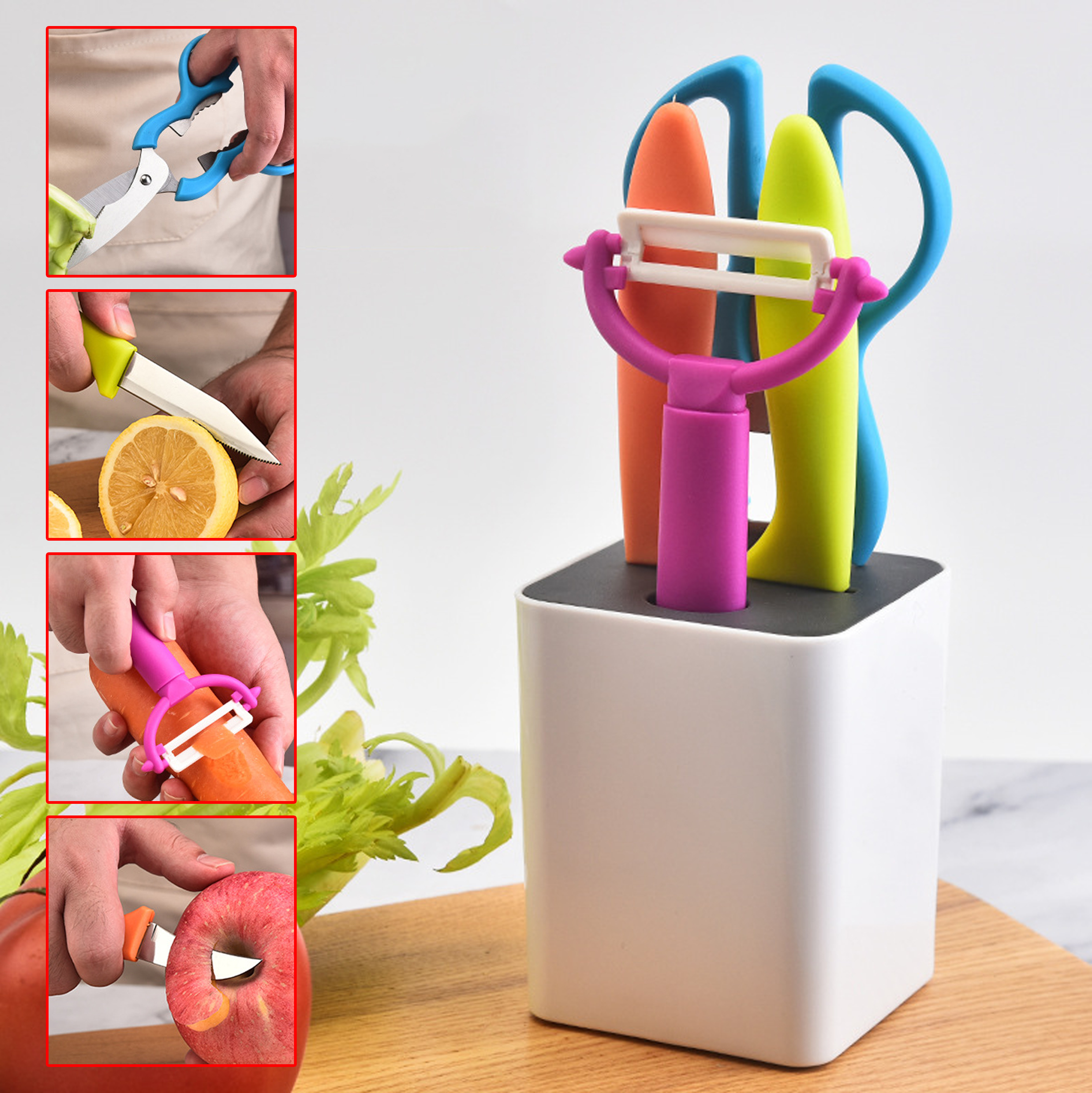 5-Piece Kitchen Tool Set With Storage Base