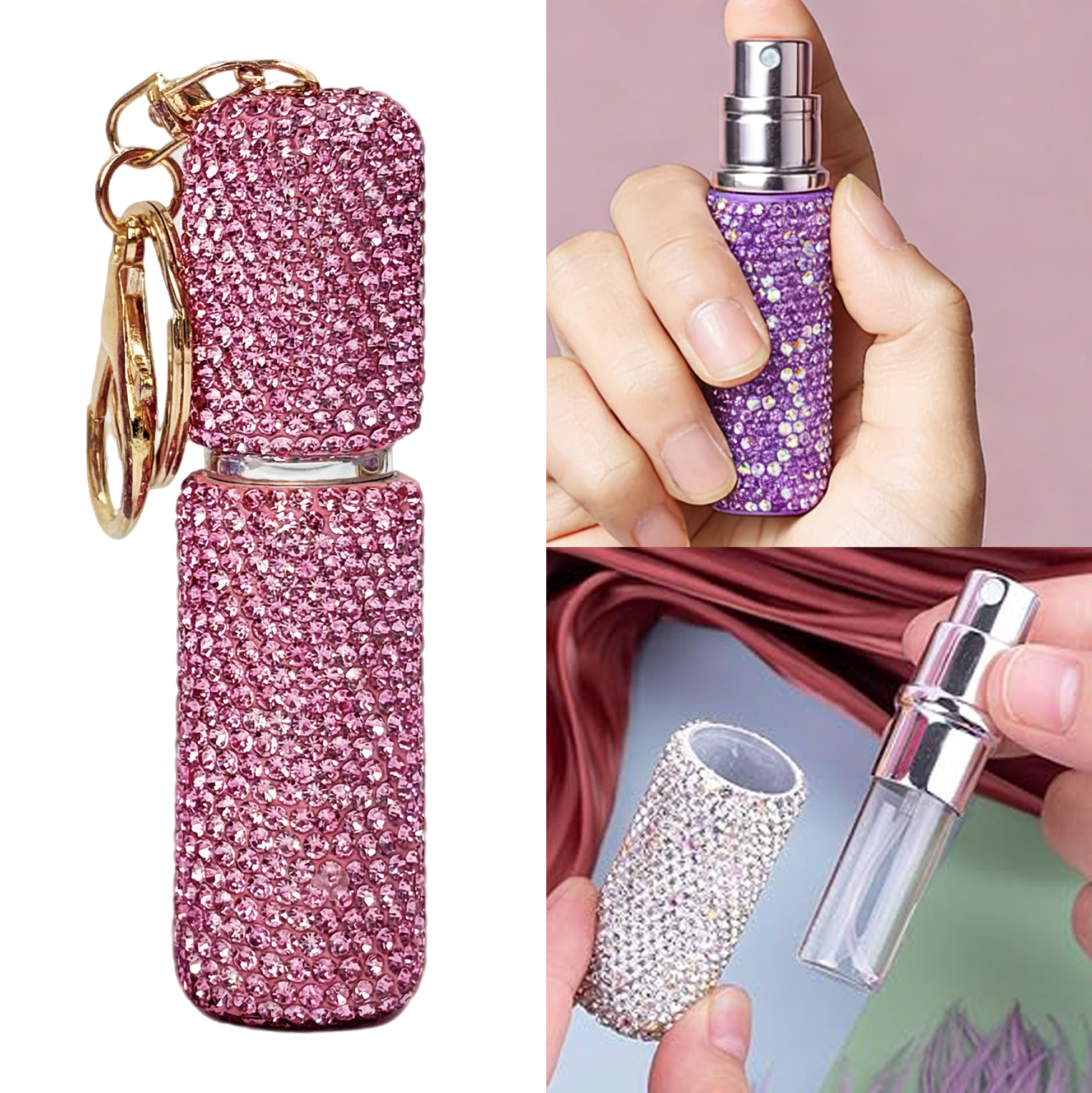 Rhinestone Perfume Atomizer Keychain