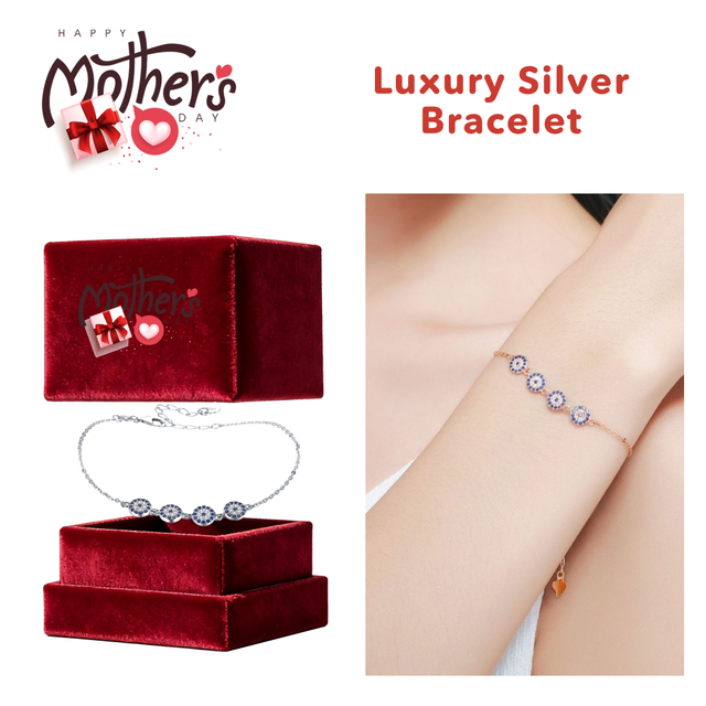 Mother's Day Evil Eye Silver Bracelet Luxury Silver Evil Eye Bracelet