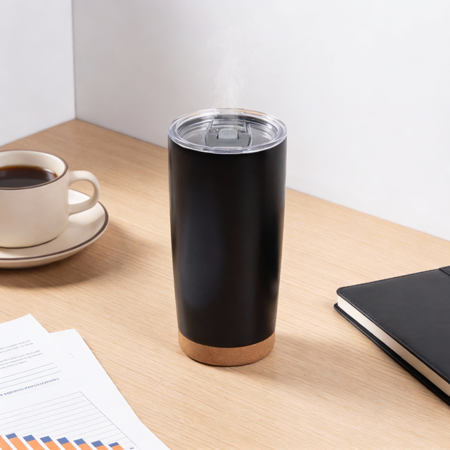 20oz Black Insulated Tumbler with Cork Base