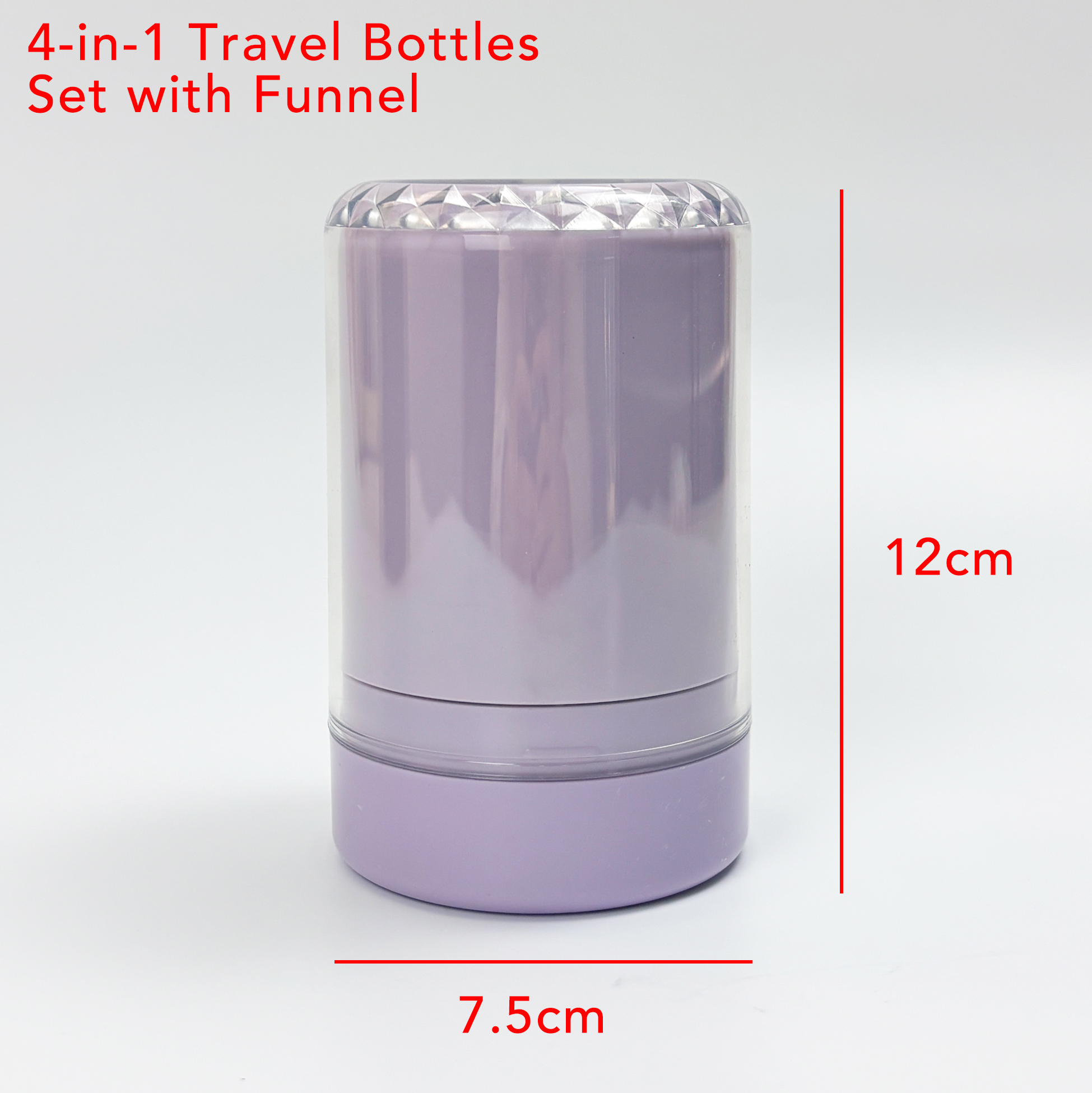 4-in-1 Lavender Travel Bottle Set Transparent Liquid Dispenser Bundle