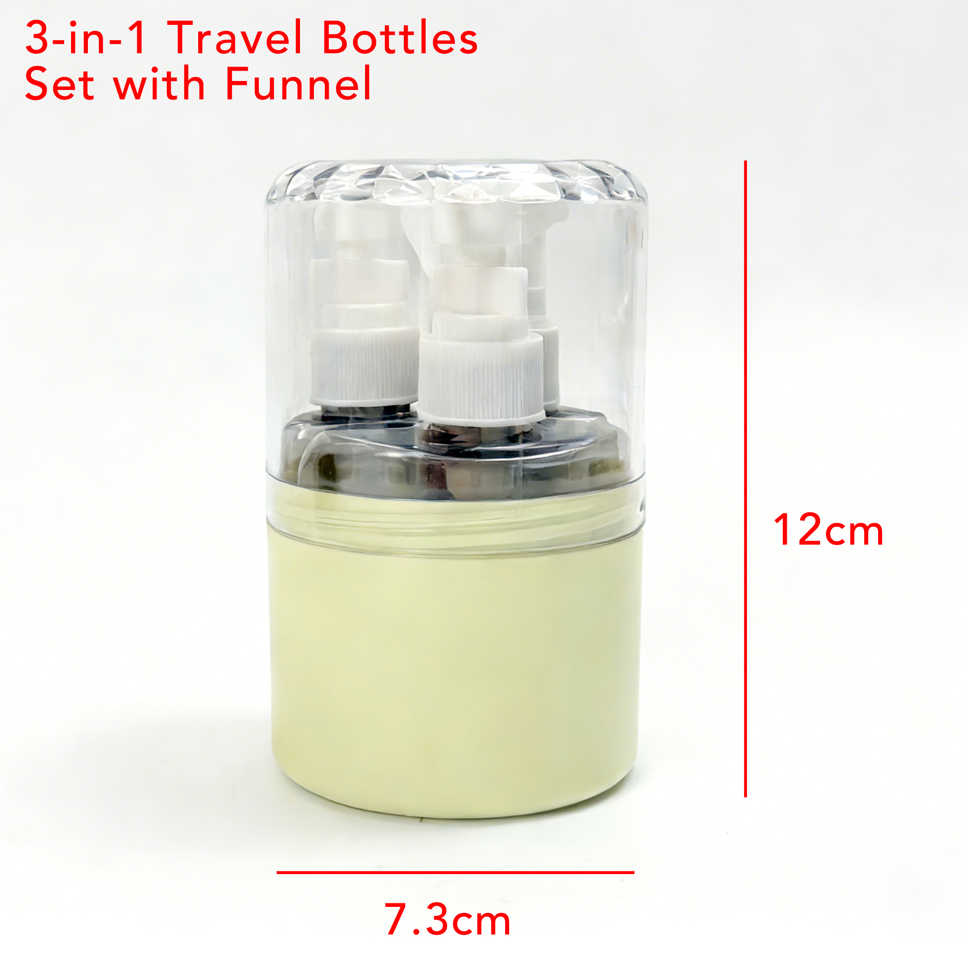 3-in-1 Lime Green Travel Bottle Kit Funnel-equipped Toiletry Dispenser Set