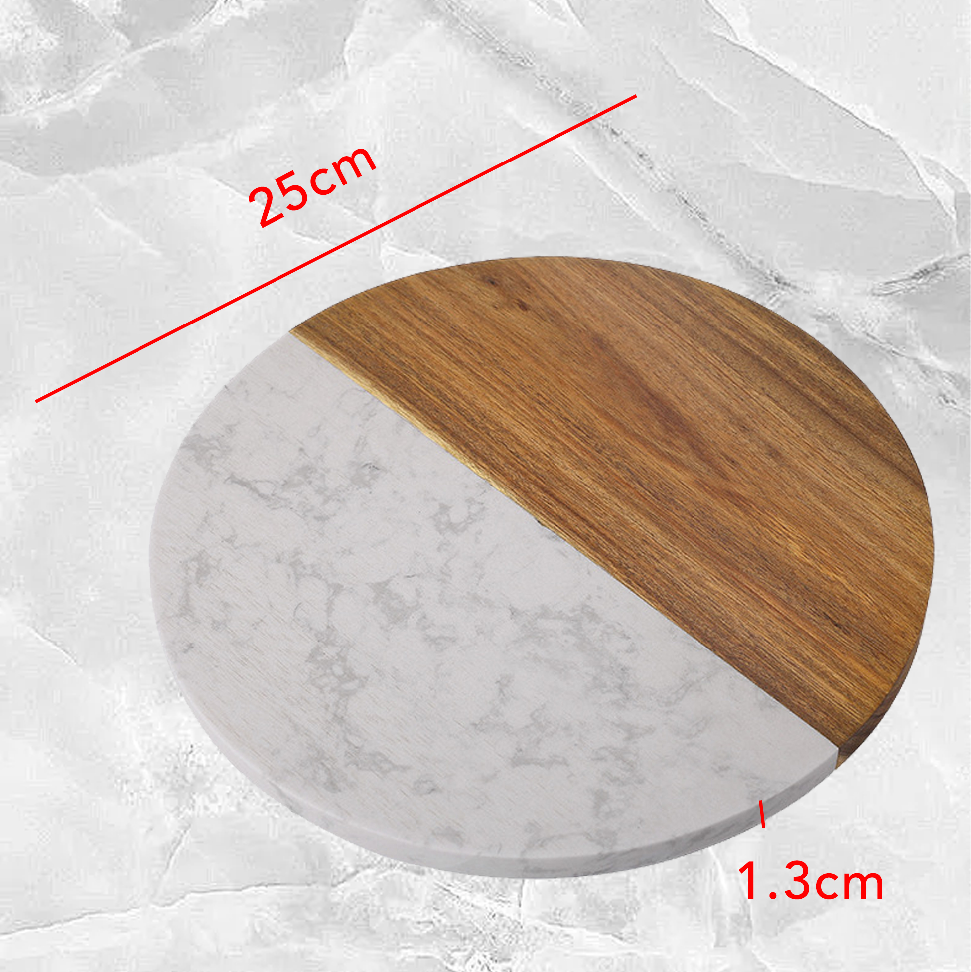 Round Marble & Wood Dual-surface Cutting Board