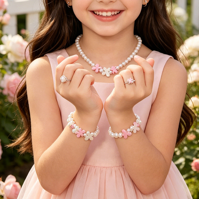 Kids Butterfly Pearl Jewelry Set for Girls