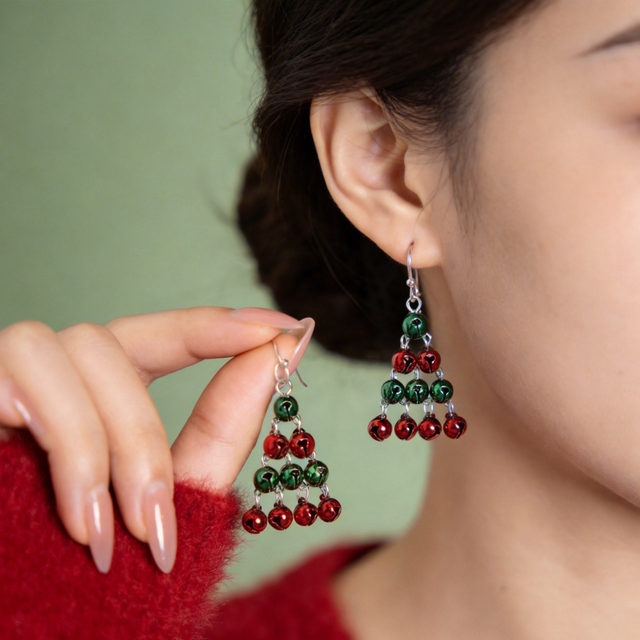 Christmas Tree Jingle Bell Earrings